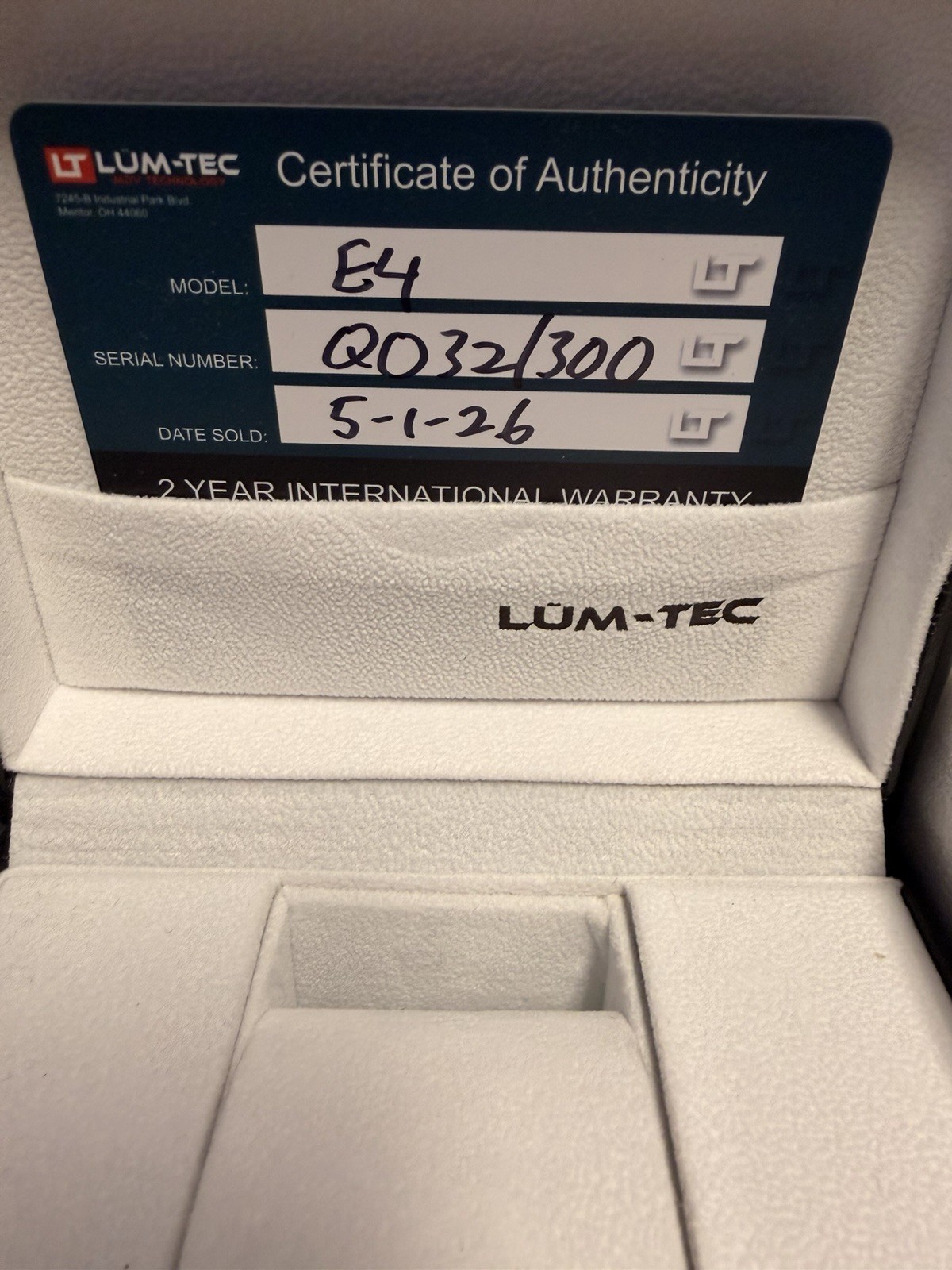 Lum-tec AutomaticWatch Eclipse E4, MDV, USA Made 42mm Full Set Mint Condition