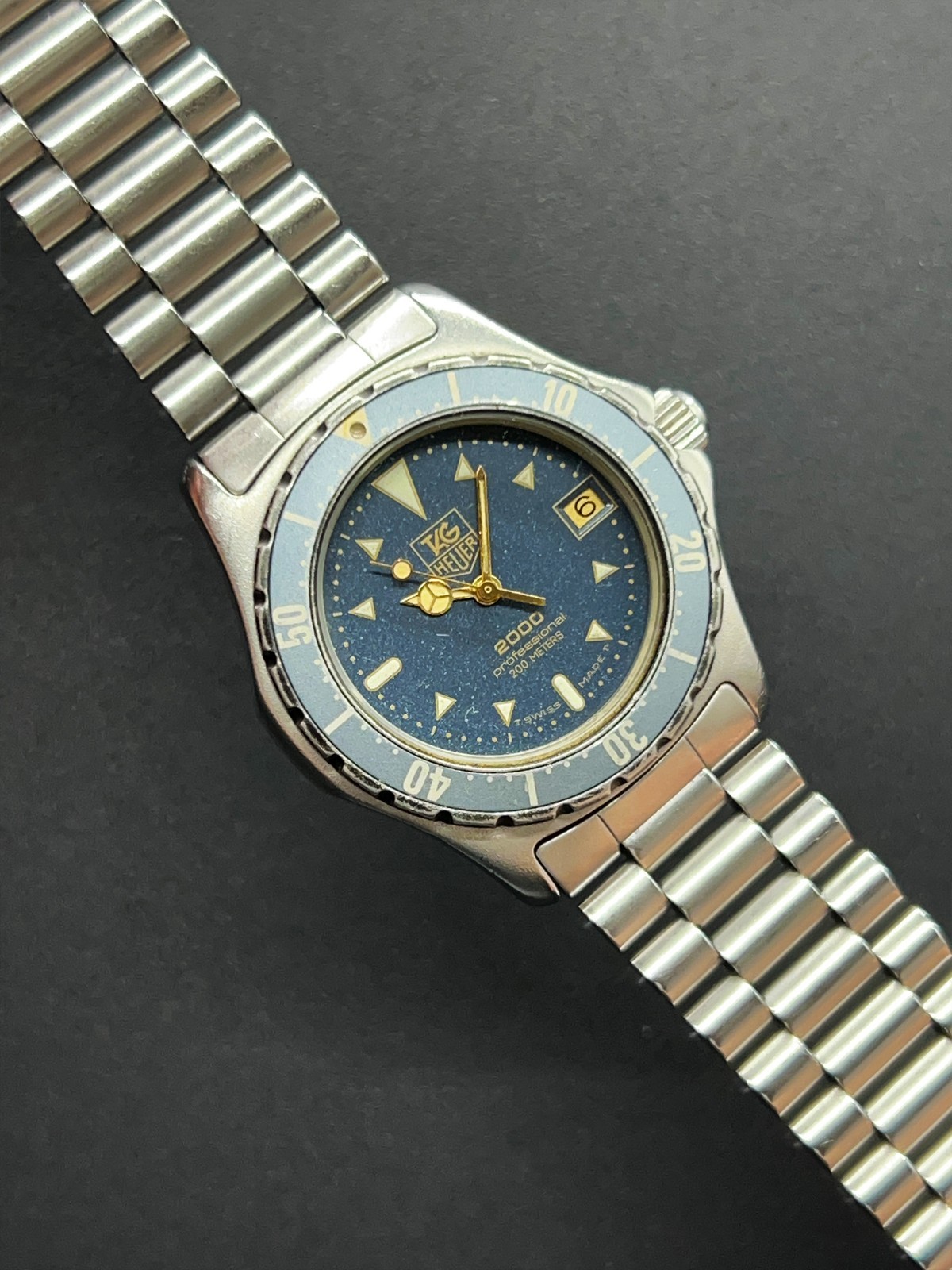 *N MINT* Vintage TAG Heuer 2000 Professional 972.613 Moondust Navy Men’s Quartz