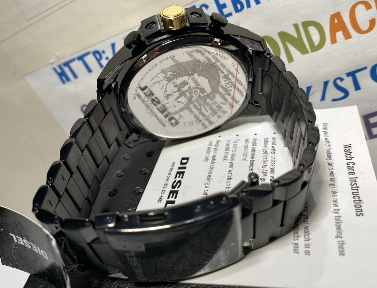 Diesel Men’s 51mm Mega Chief Chronograph Black Steel Watch DZ4479 BRAND NEW!