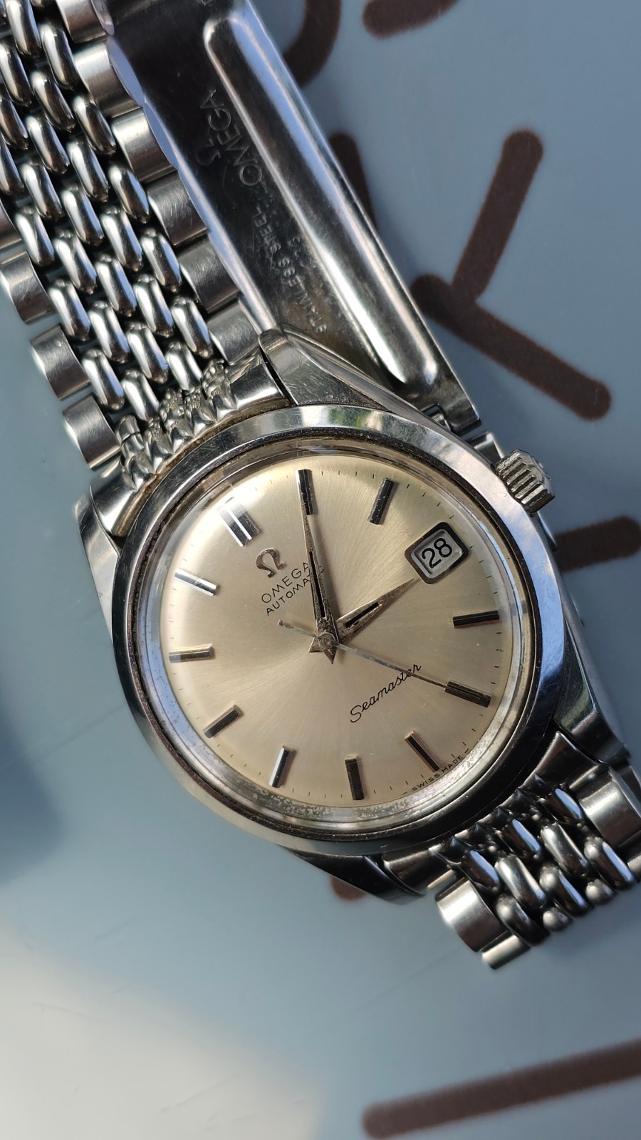Vintage Omega Seamaster Tropical Silver Dial Men’s Automatic Watch 1969