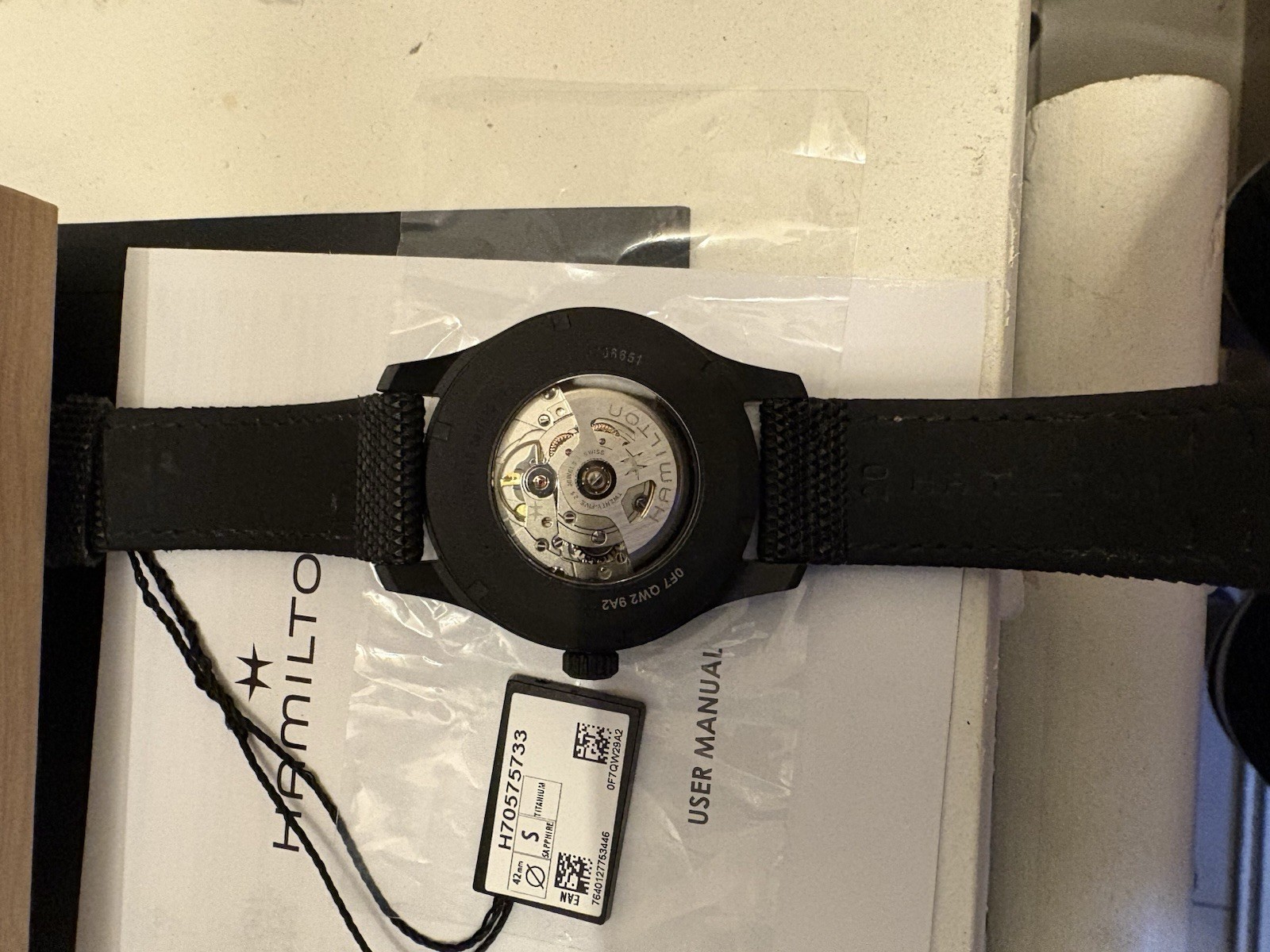 Hamilton Khaki Field Titanium Automatic 42mm Black Dial 100m Black Strap
