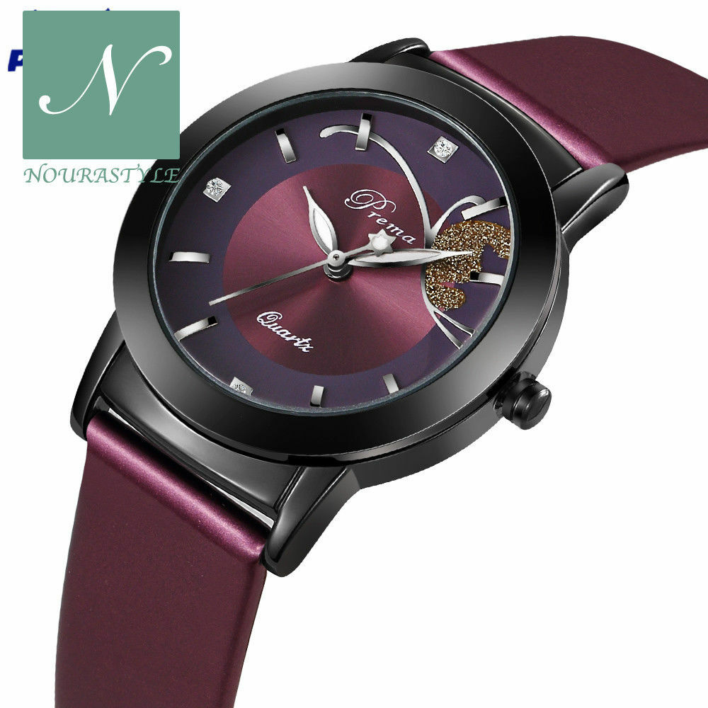 PREMA Women Fashion Business Sport Leather Quartz Watch * BLACK