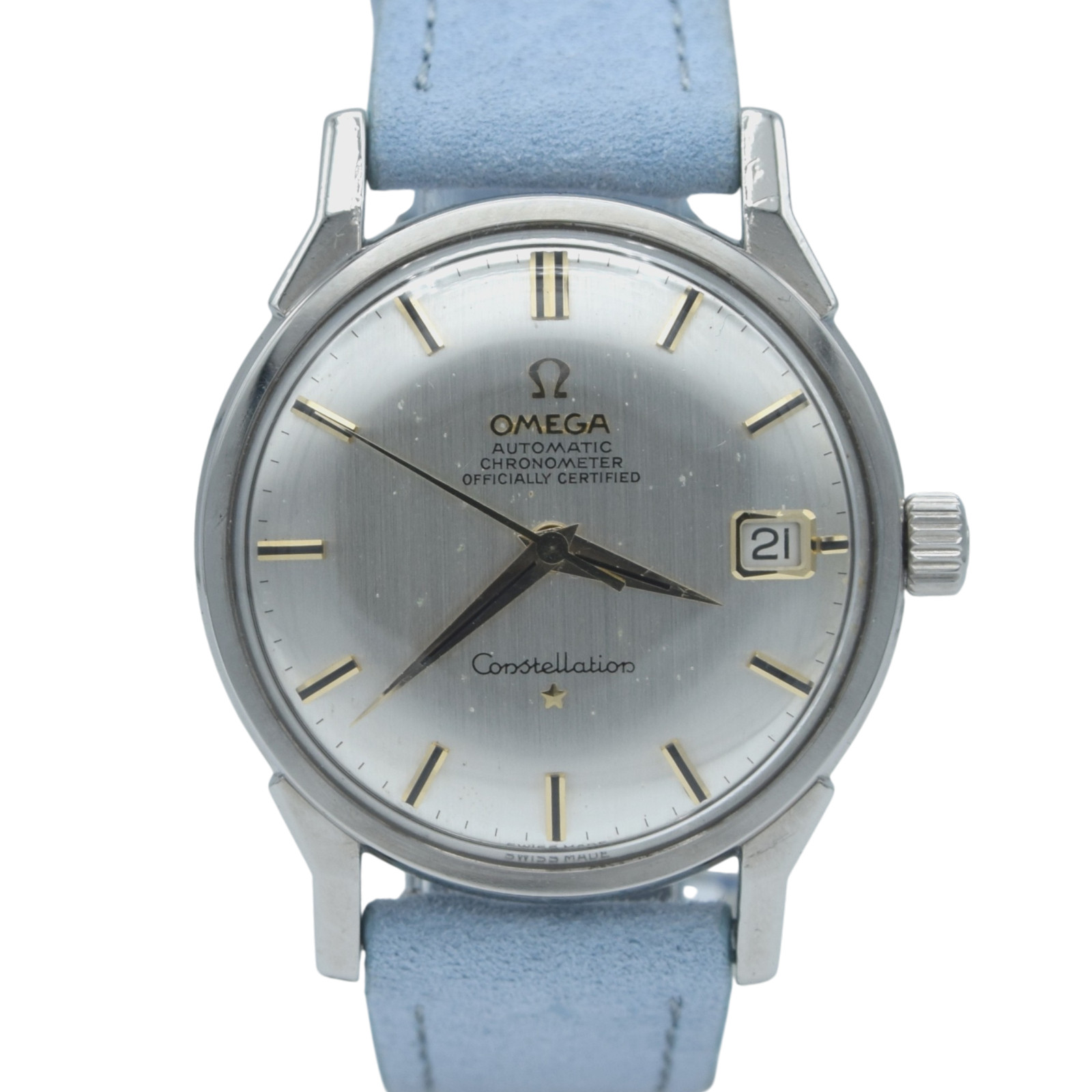1963 Omega Sharp Constellation Date 168.005 Automatic Chronometer onyx batons –