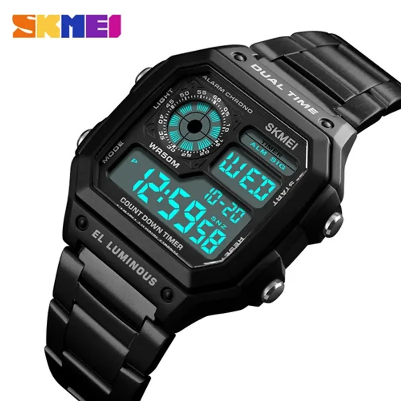 Skmei Luxury Brand Gold Men’s Watches Stainless Steel Fashion Casual Waterproof