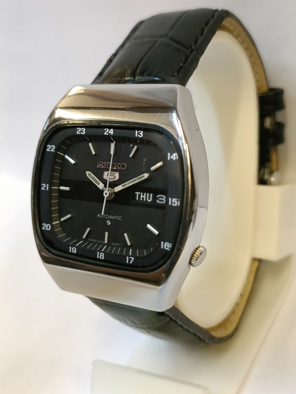 VINTAGE SEIKO 5 AUTOMATIC BLACK DIAL JAPAN 6309-523A MEN’S WORKING CONDITION