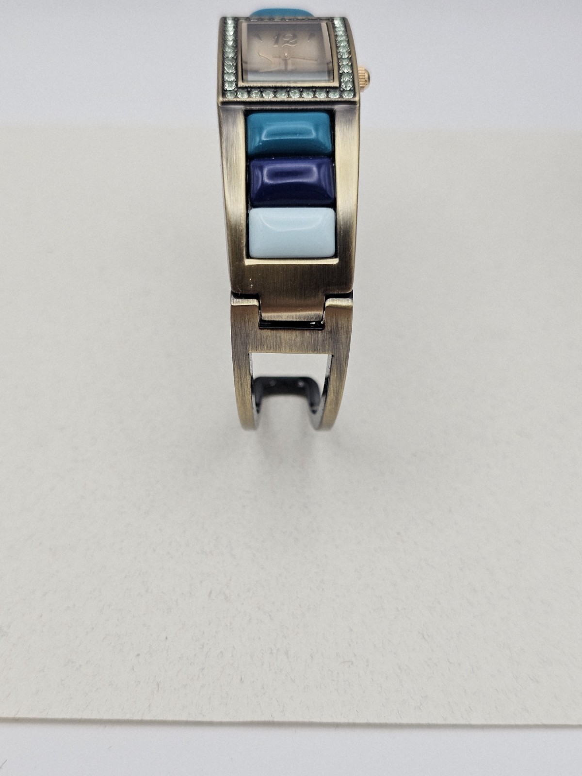Beautiful Blue Cuff Watch pave’ diamonds Turquoise, blue and teal colors New