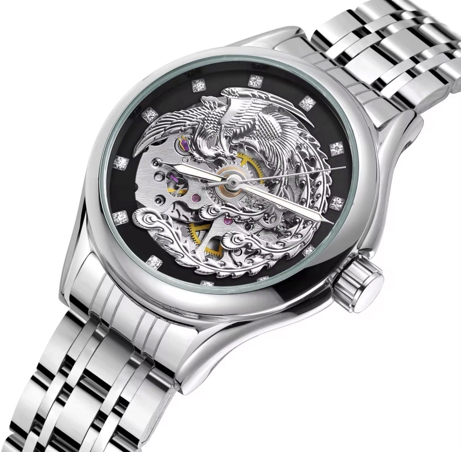 Ladies Womens Automatic Mechanical Wrist Watches Stainless Steel Waterproof Gift