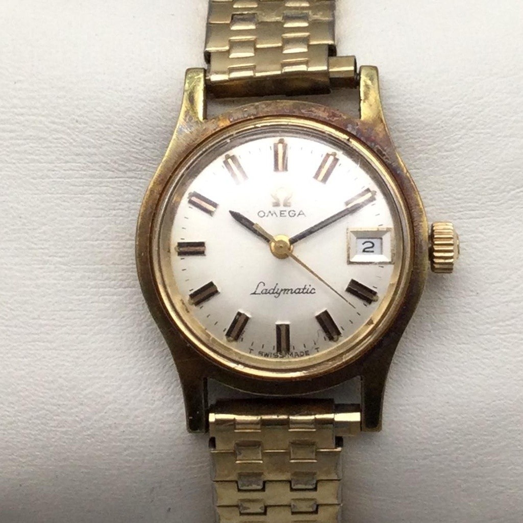 Vintage Omega Ladymatic Womens Watch 22mm Gold Plated 1970’s Date Automatic 5.5″