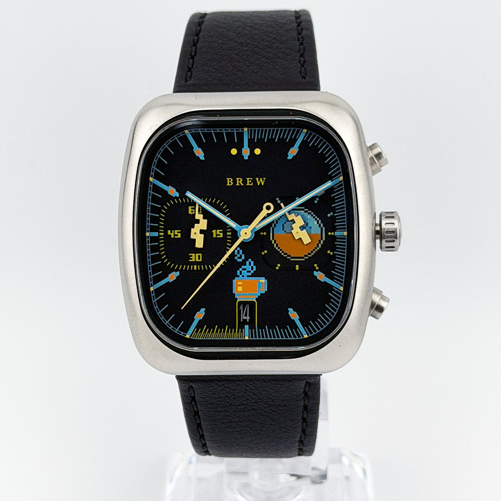 Brew 8-Bit Chronograph Blue Dial 38mm Meca-Quartz Sapphire Watch Full Set UK