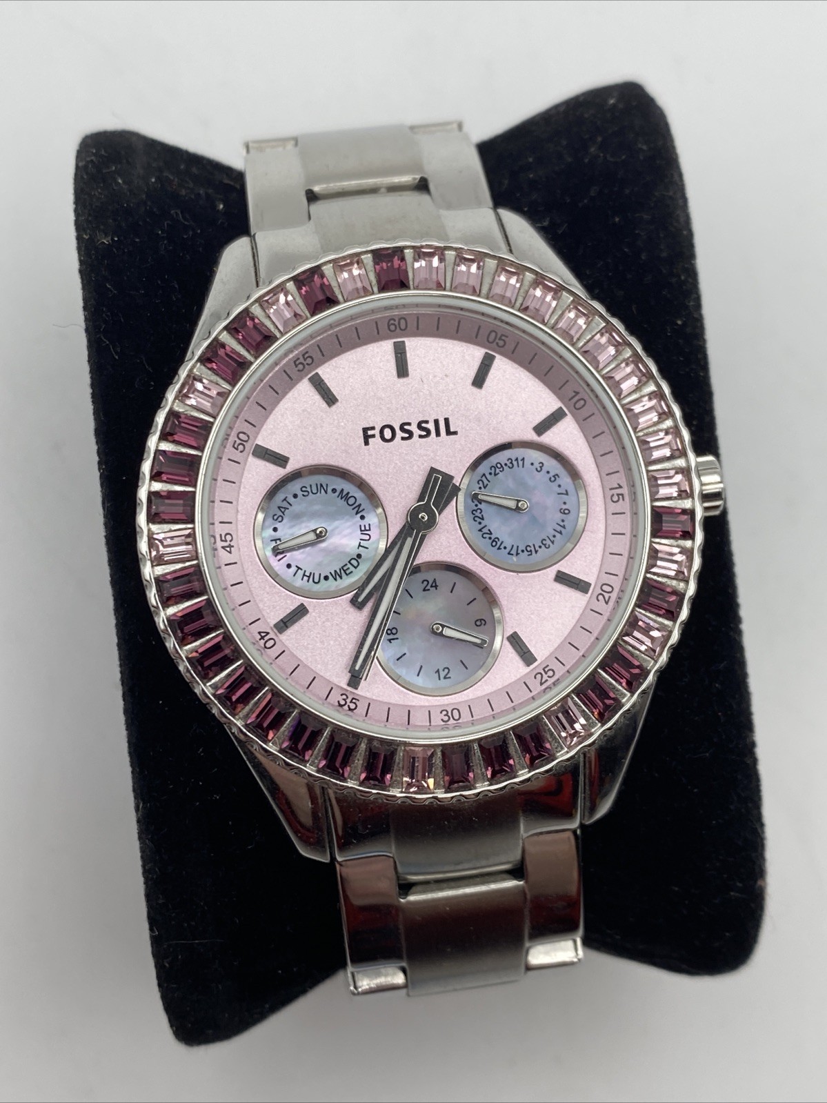 Fossil Unisex Quartz Es-2959 Stainless Steel Analog Display New Battery