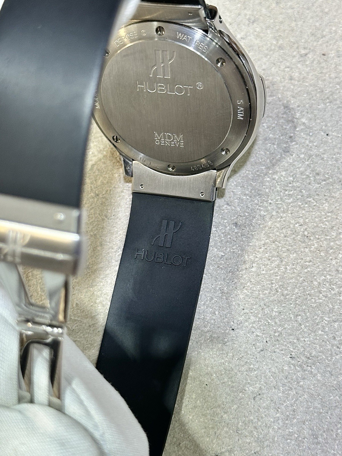 Hublot MDM Geneva Automatic Steel Blue Mother Of Pearl Dial Watch