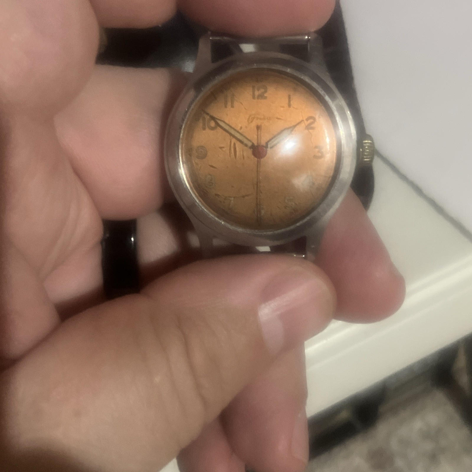Onsa Sportsman Vintage 1940s Mechanical Manual Copper Dial All Stainless Steel