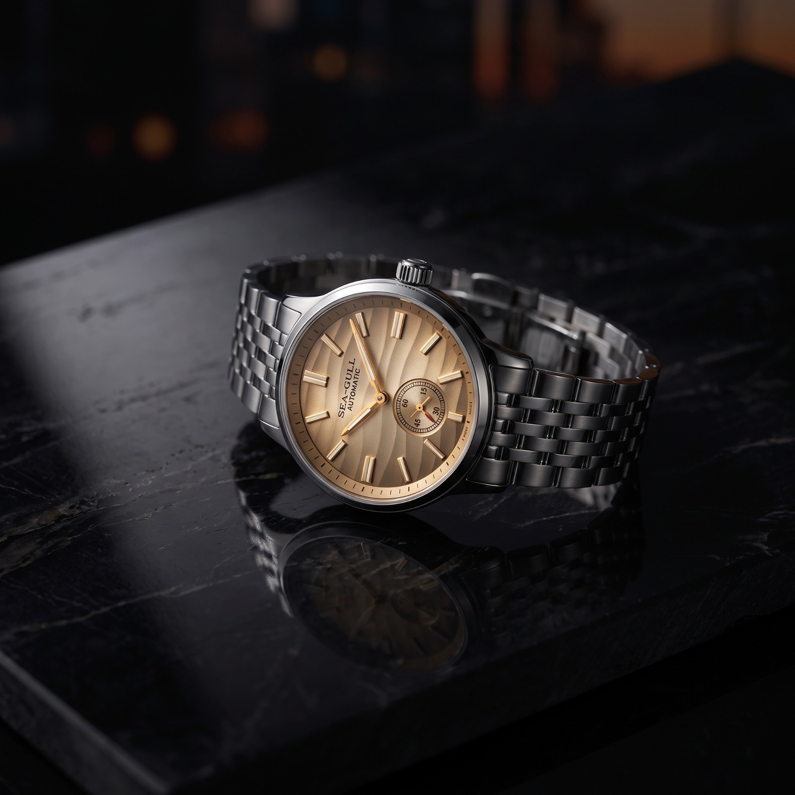 Seagull Natural Series Automatic Mechanical Watch 6180 Polaris Wave Dial 40mm