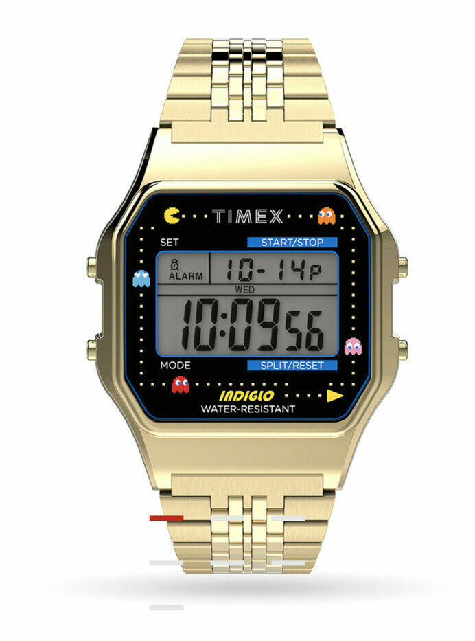 Timex T80 x PAC-MAN™ – 34mm Stainless Steel GOLD TONE Watch – BRAND NEW RARE!