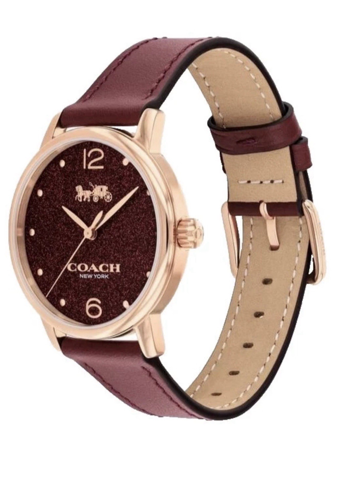COACH GRAND 14504434 CRANBRRY LOGO DIAL LEATHER STRAP 36MM WOMEN’S WATCH NEW