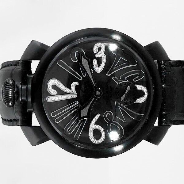 Wristwatch Gaga Milano Manuale 48mm Diamond Black Leather Stainless