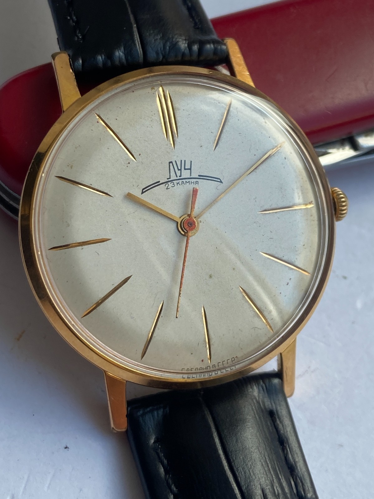 Vintage RARE SOVIET WRIST WATCH Men LUCH ЛУЧ DE LUXE 2209 CCCR AU 20 MICRONS
