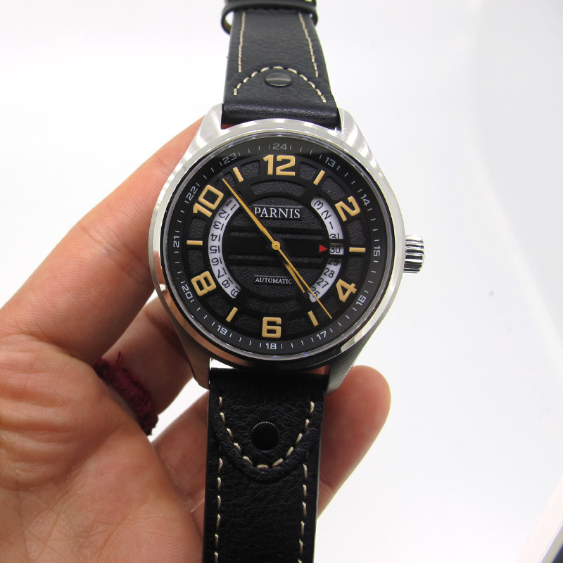 43mm Parnis Sapphire Crystal Miyota Automatic Men’s Sport Watch Date Indicator