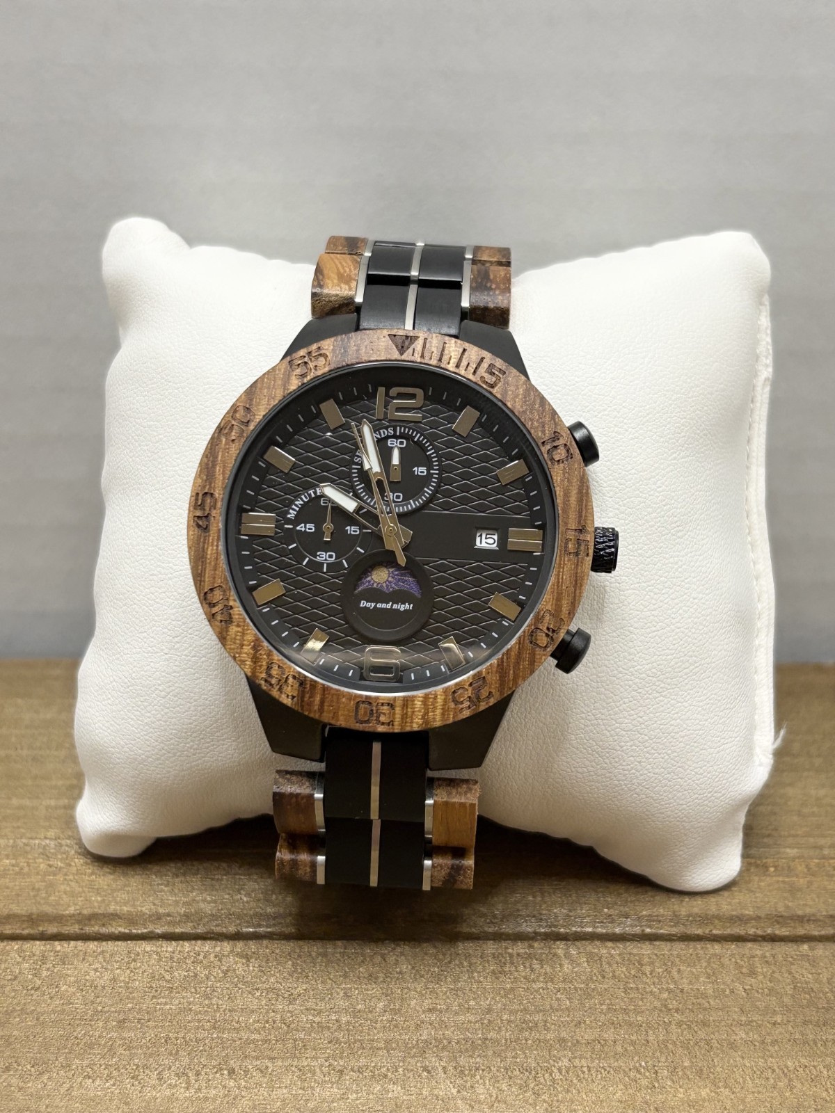 Men’s Wood Watch Handmade Chronograph Wooden Watch Gift to Men