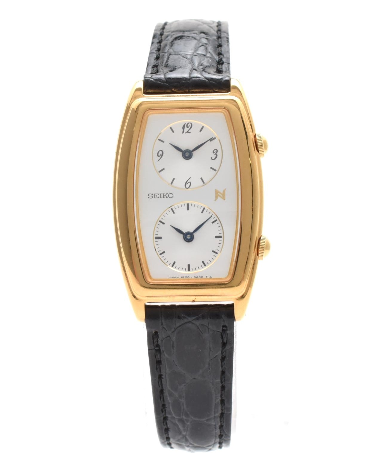Vintage SEIKO Noie 1E20-3A00 21mm Dual Time Gold Quartz Women’s Watch JAPAN