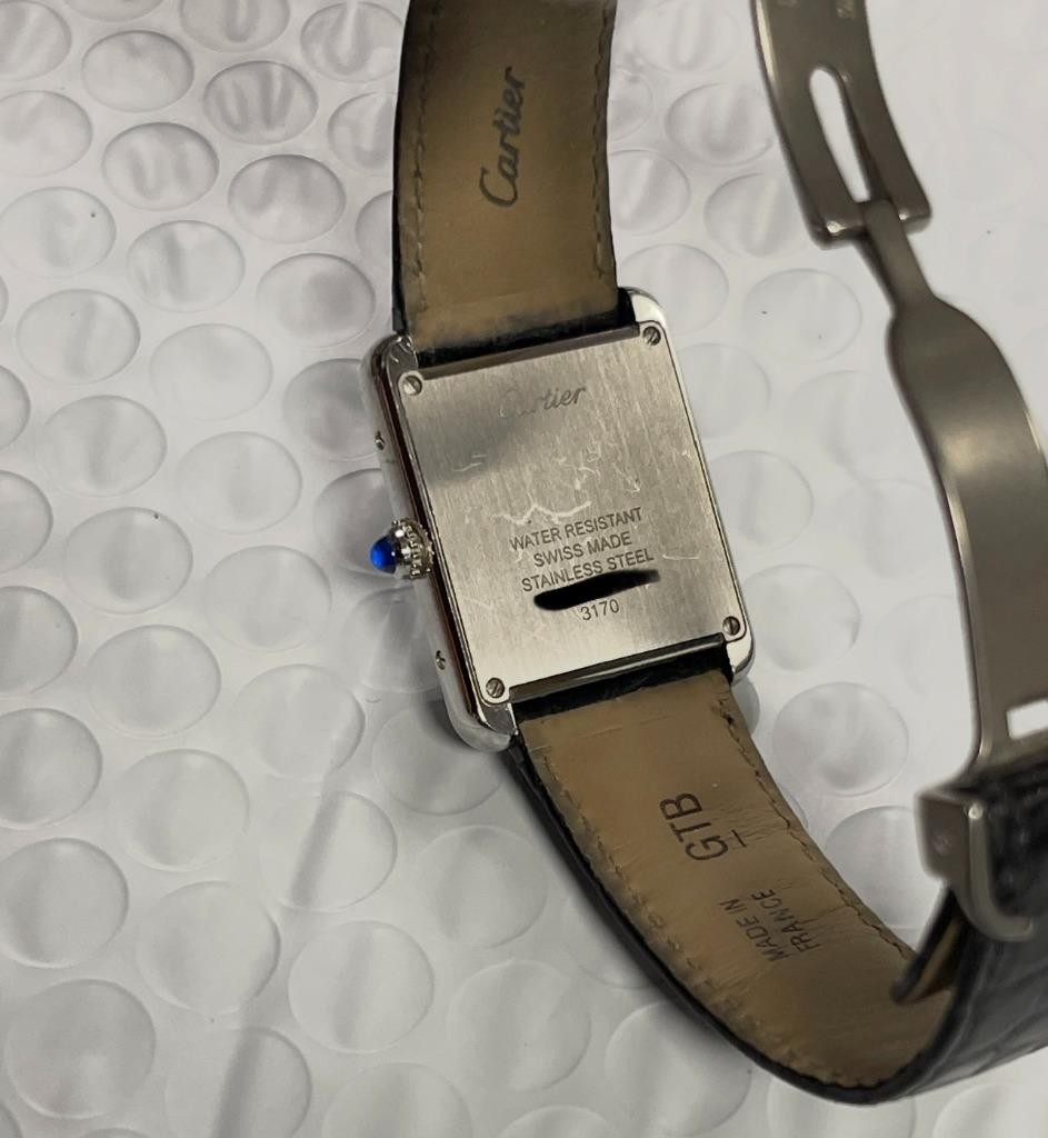 CARTIER TANK SOLO 3170 SILVER DIAL STAINLESS STEEL 24mm QUARTZ WATCH.