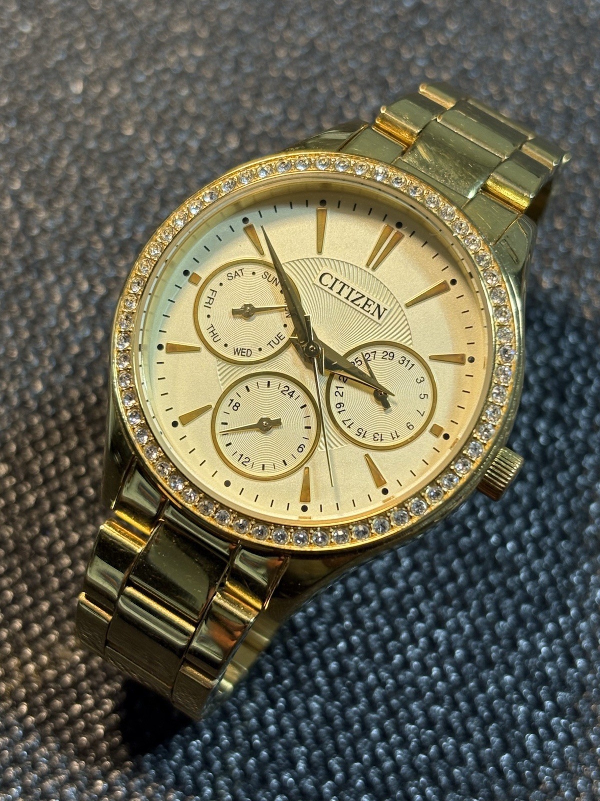 Citizen Ladies Dress Watch Multifunction Dial Gold Tone 36mm Women,5.5”