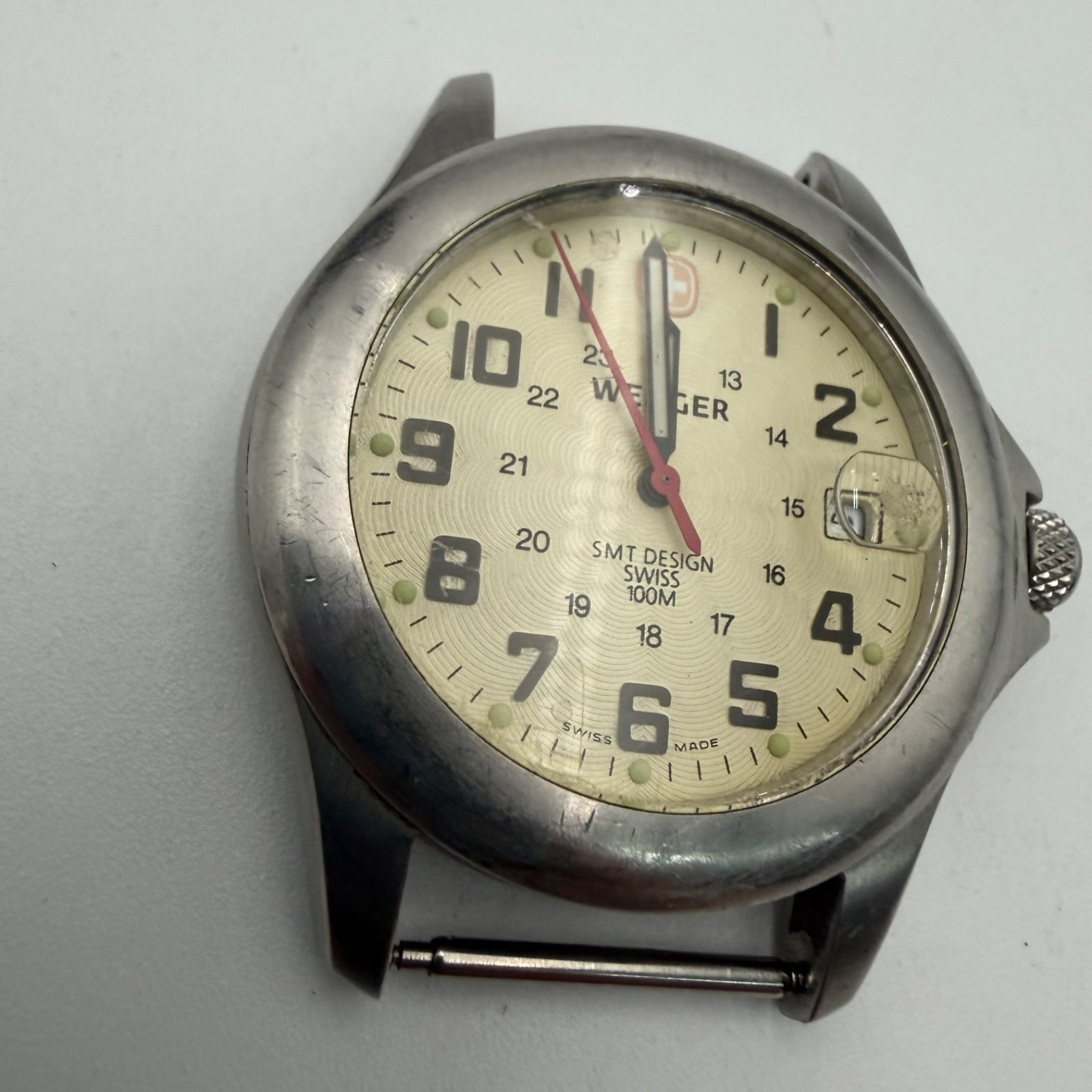 Vtg Wenger Swiss Army Style Field Watch 100M Quartz 095.0467 SwissMade For Parts