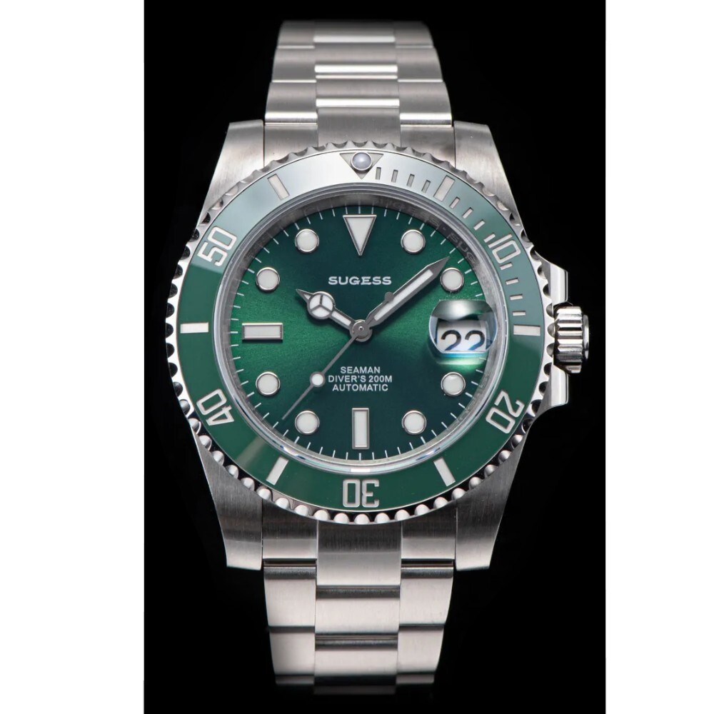 Sugess Sub Hulk Green Homage 40mm Automatic Seiko NH35A WR200 Men’s Diver Watch
