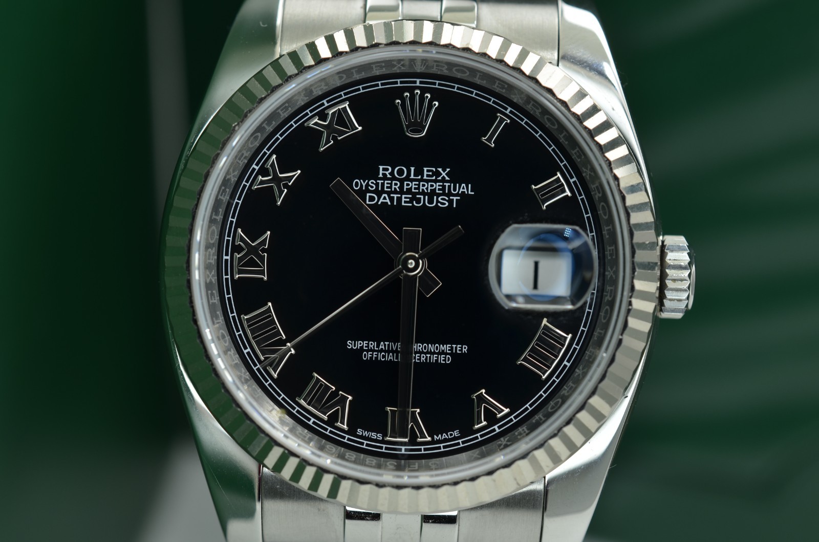 Rolex Datejust 36mm 116234 black Roman numeral rare dial mint 2017 box & paper