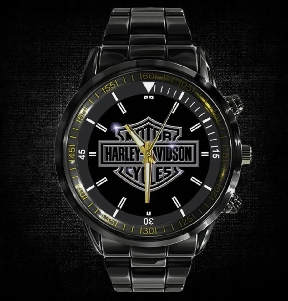 Personalized Harley Motor Racing Davidsonn Black Stainless Steel Watch For Men