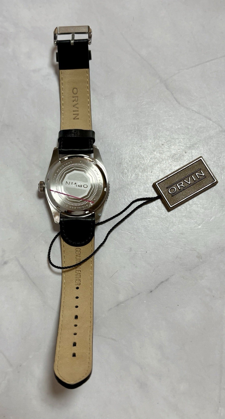 ORVIN Diver Day/Date 42mm Ronda 517 Quartz Watch Black Dial 200M Black Leather