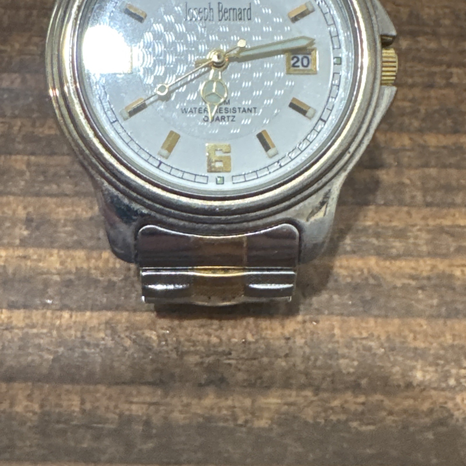 Joseph Bernard Mens Two Tone Stretch Date Watch JB207S Water Resistant Needs Bat