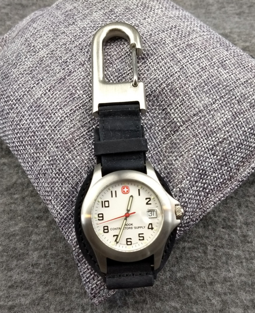 Wenger Classic Swiss Army Field Watch Clip-On Stainless Swiss Made Luminous NWOT