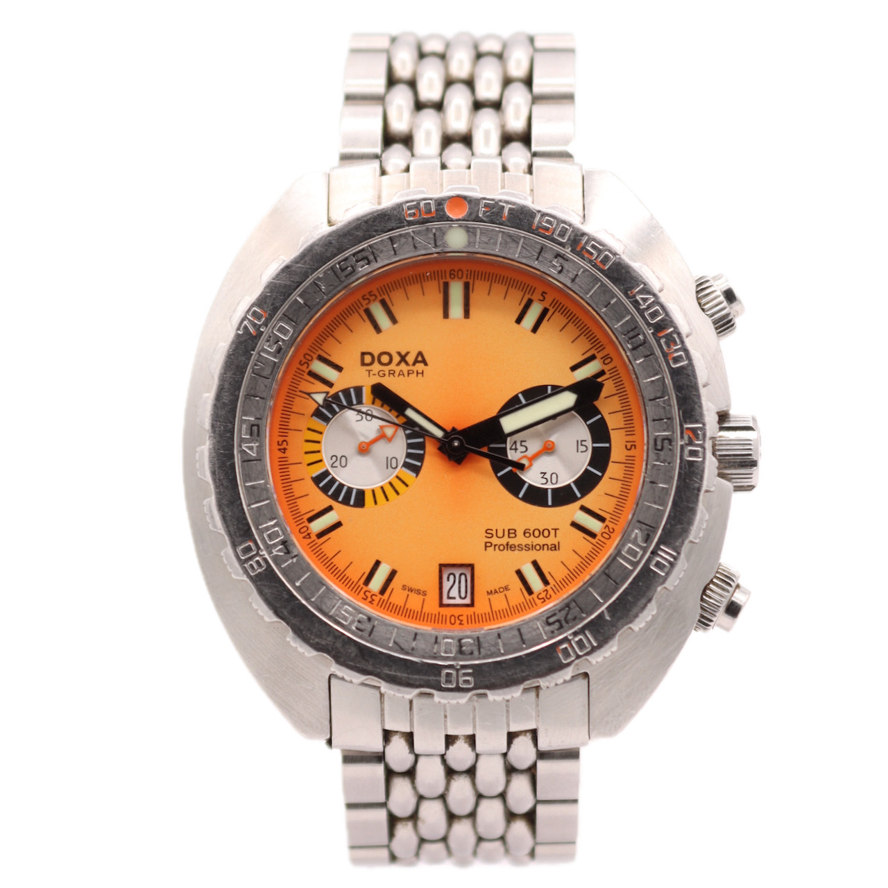 2007 Doxa Sub 600T T-Graph Professional Orange Chronograph Wristwatch 40 Year