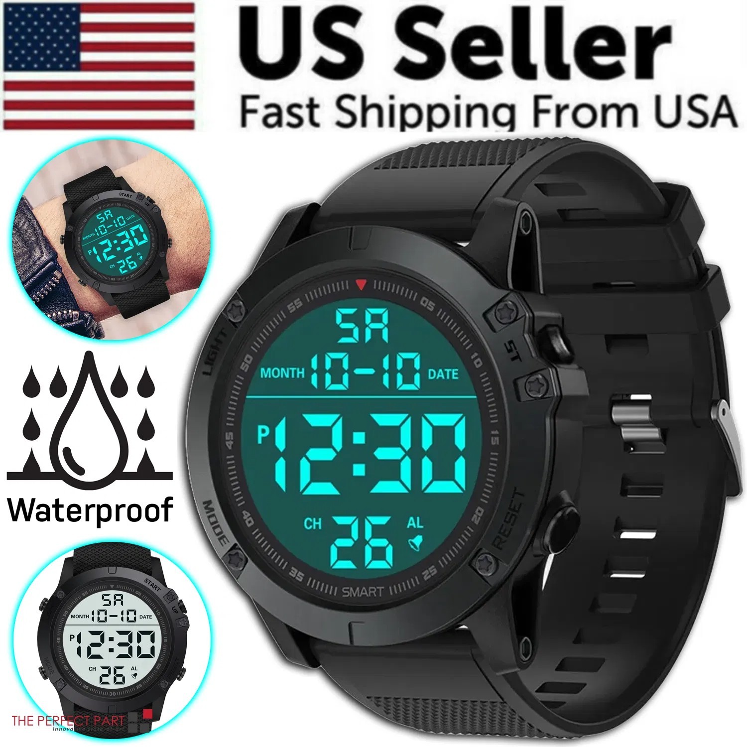 Rugged Military Tactical Digital Watch Men Waterproof LED Sport Outdoor