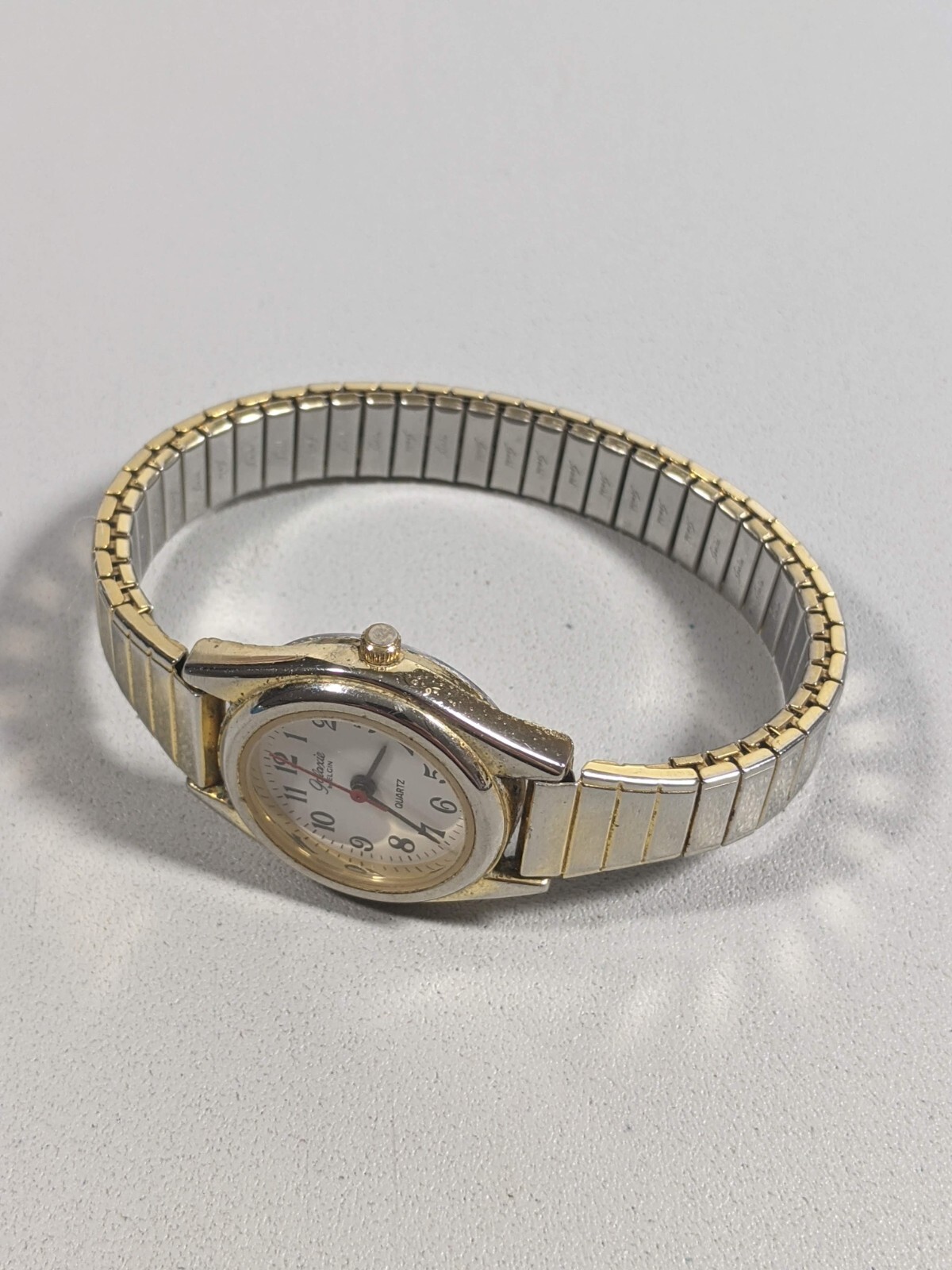 Galaxie By Elgin White Dial Gold Tone Case 25 mm Stainless Steel Stretch Watch