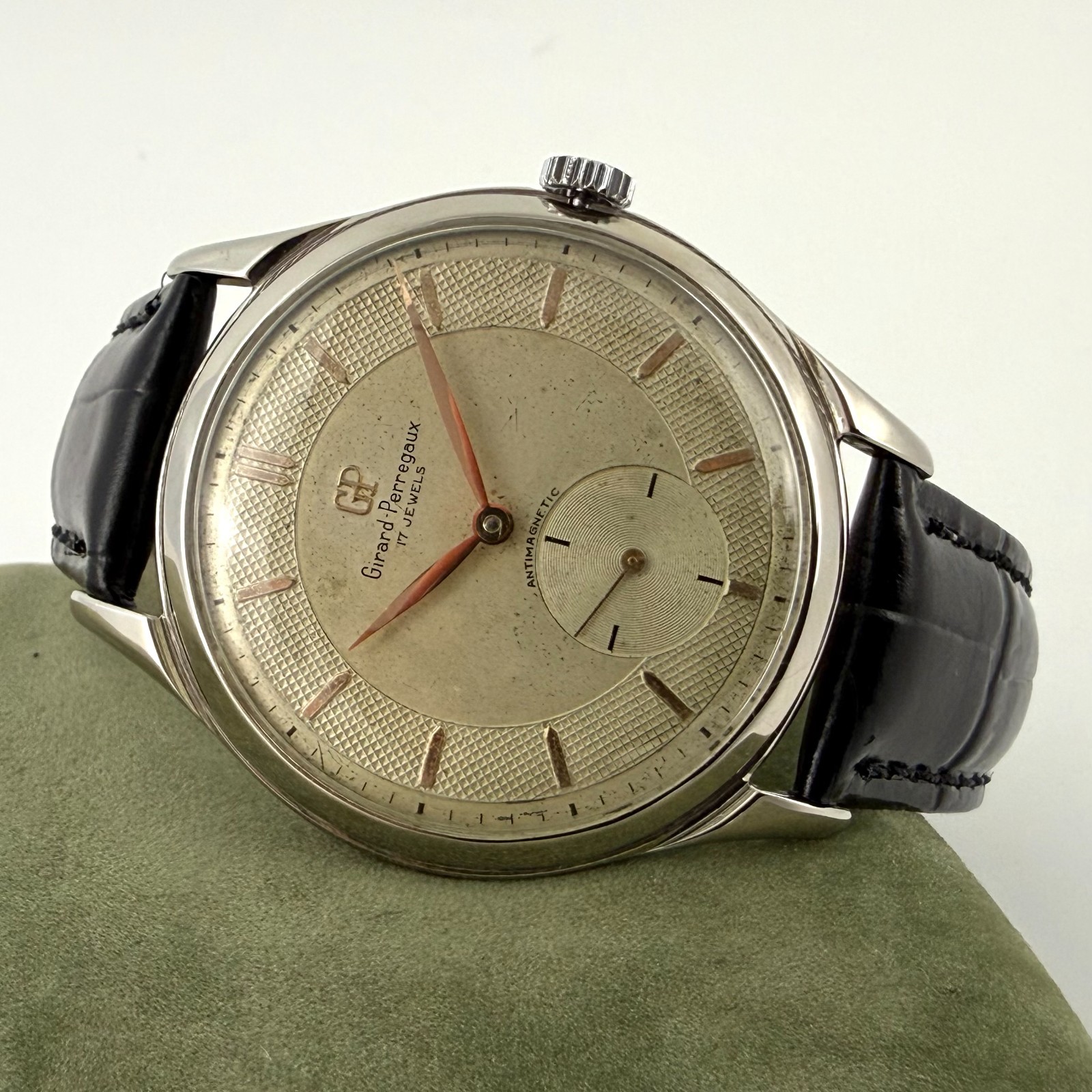 SERVICED VINTAGE GIRARD PERREGAUX OVERSIZED 38MM MANUAL WIND VINTAGE GENTS WATCH