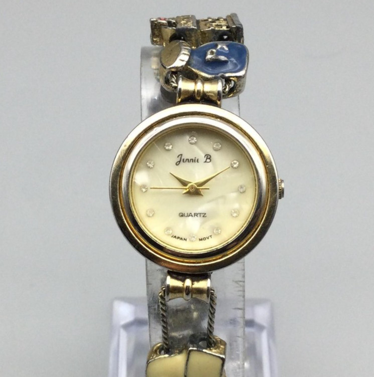 Vtg Jennie B Nurse Watch 24mm Womens Slide Charm Bracelet New Battery 7.25″ a