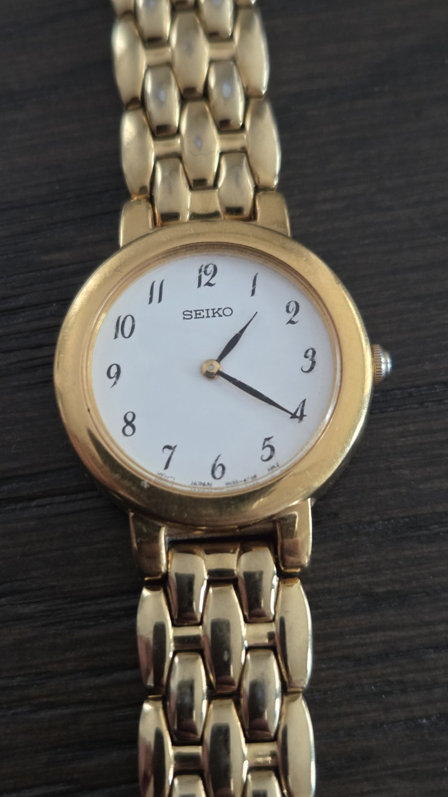 Vintage Gold Tone Seiko 1N00-1E19 Quartz Womens Watch White Dial New Battery