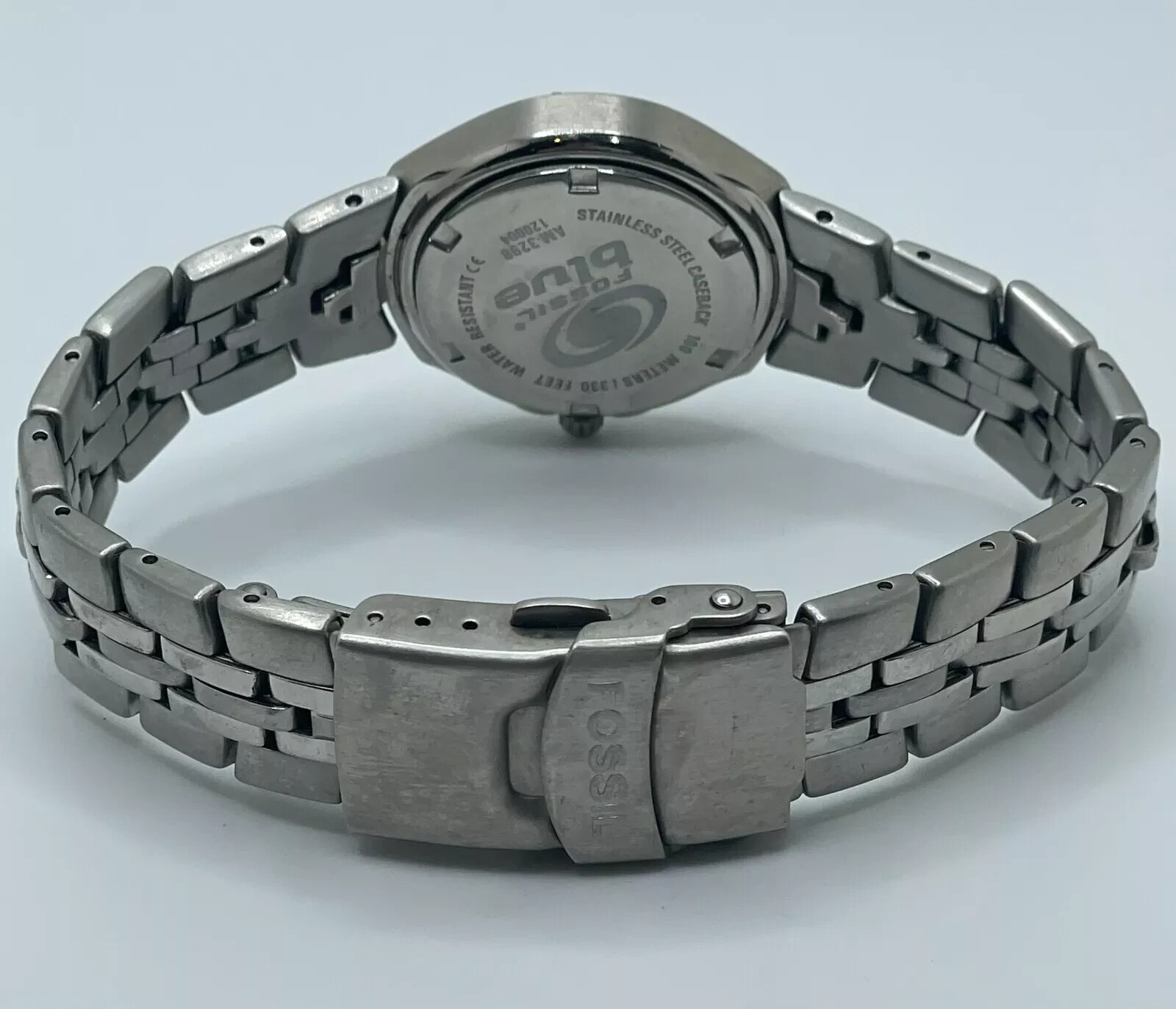 Fossil Blue Watch AM-3298 Womens 29mm Case Bracelet Band Quartz Three Hands