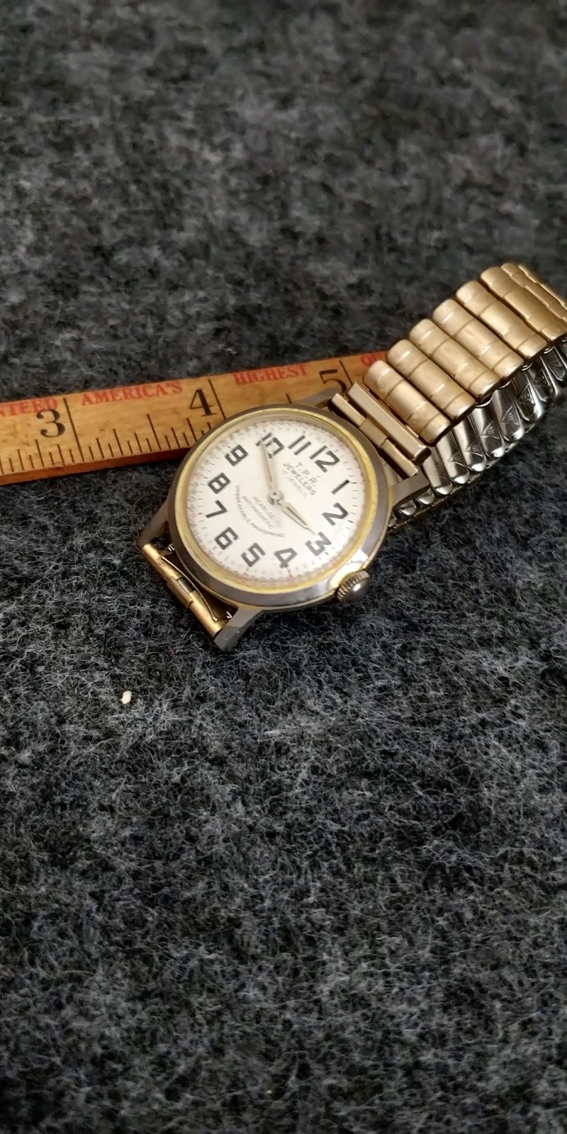 T.P.R Jewelers Wrist watch Incabloc Anti Magnetic seconds figures PARTS REPAIR