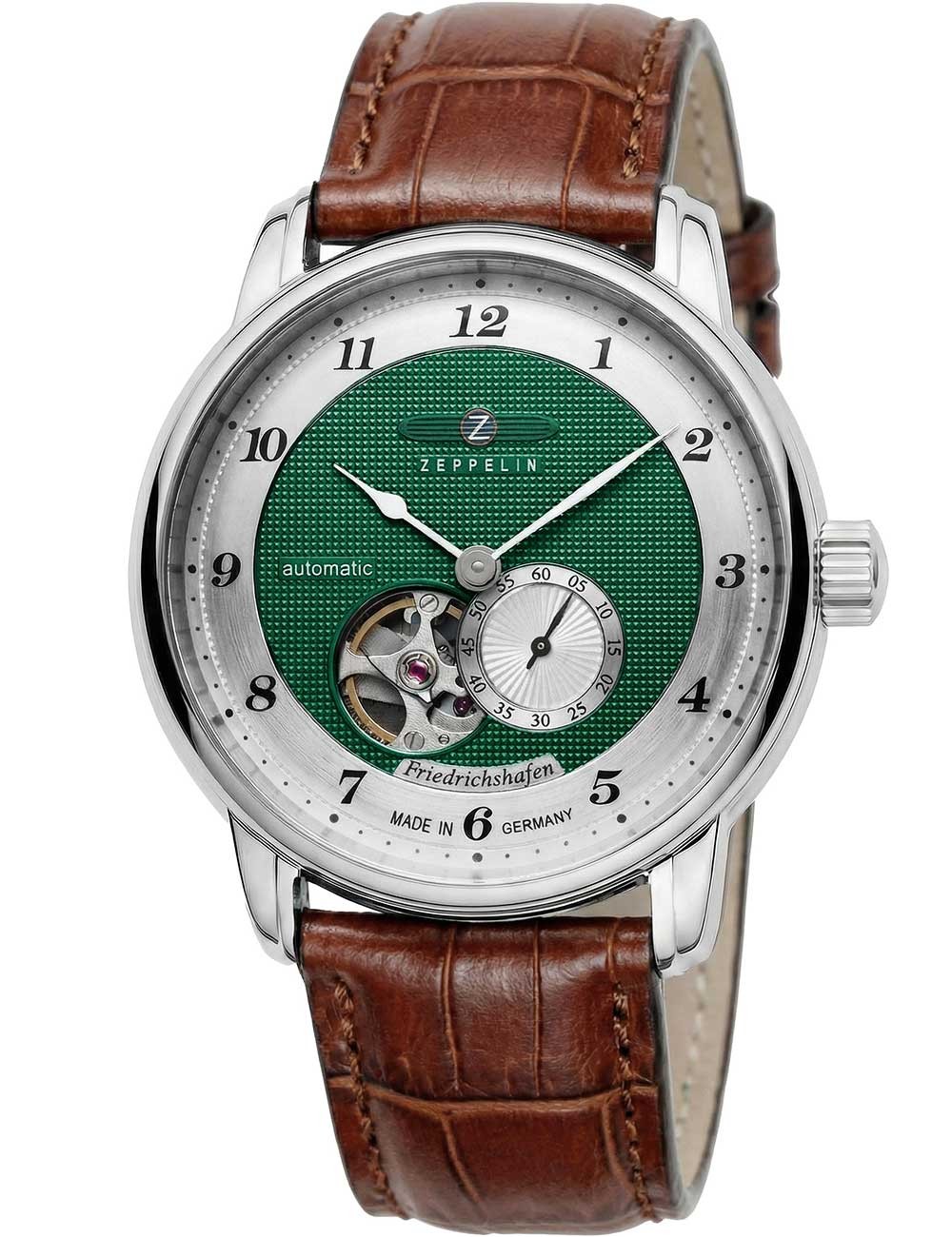 Zeppelin 8566-2 Mens Watch Friedrichshafen Open Heart Automatic 40mm 5ATM