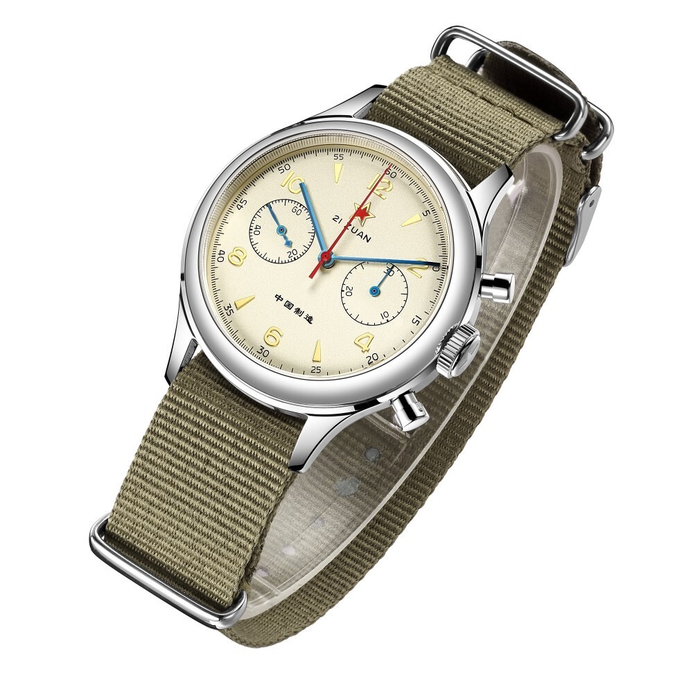 Men’s Vintage Mechanical Watch Sapphire Crystal Chronograph 40MM Dial Wristwatch