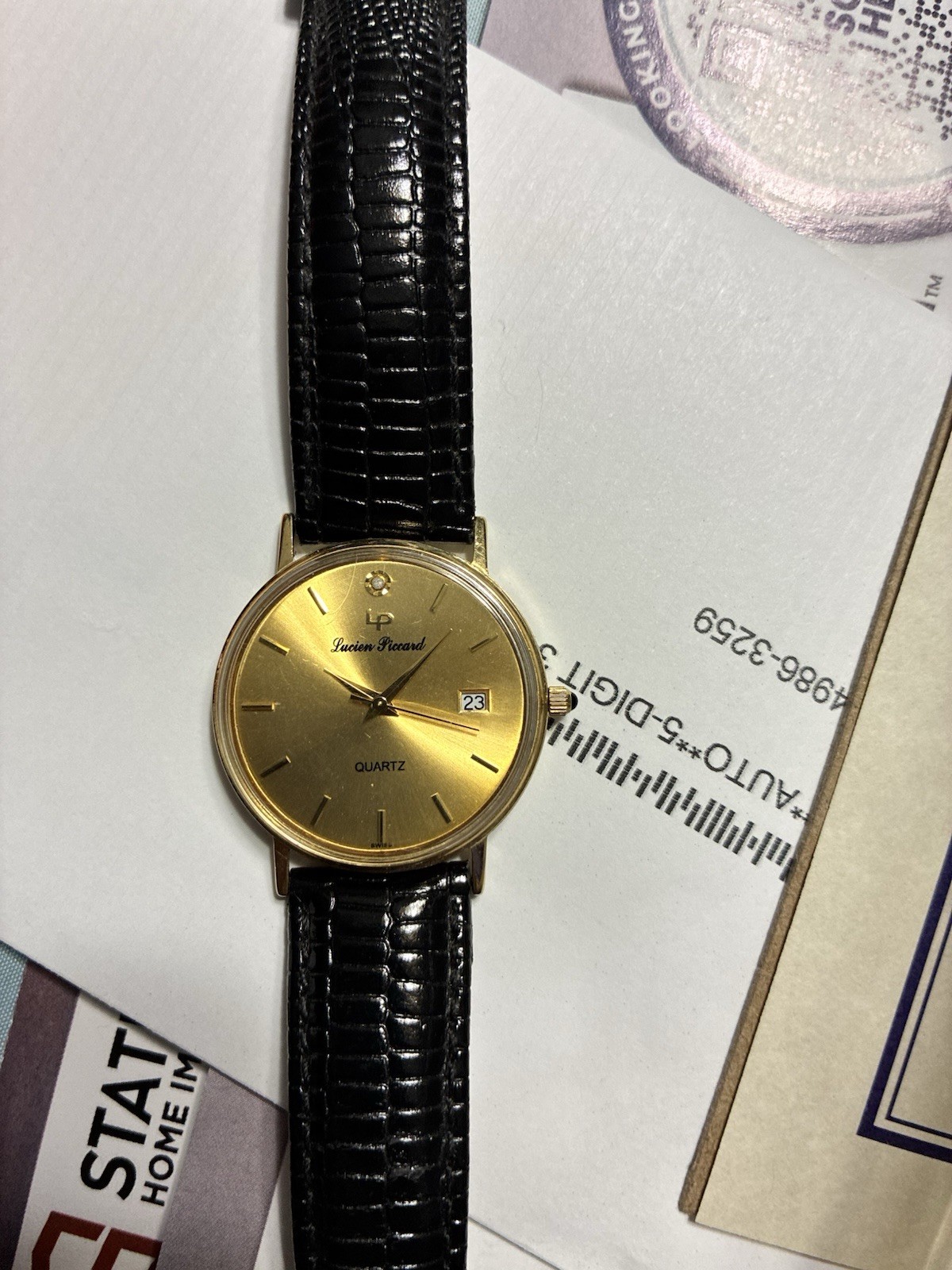 Vintage Lucien Piccard 14k Gold Swiss Quartz Model 22478 Mens Watch