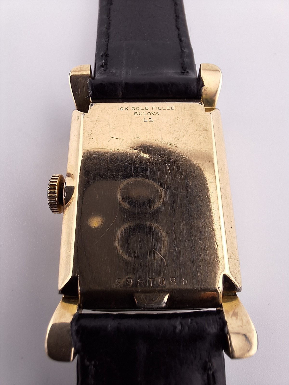 Mens Bulova 21j 1951 Black Yellow His Excellency Vintage L1 Antique Runs Deco
