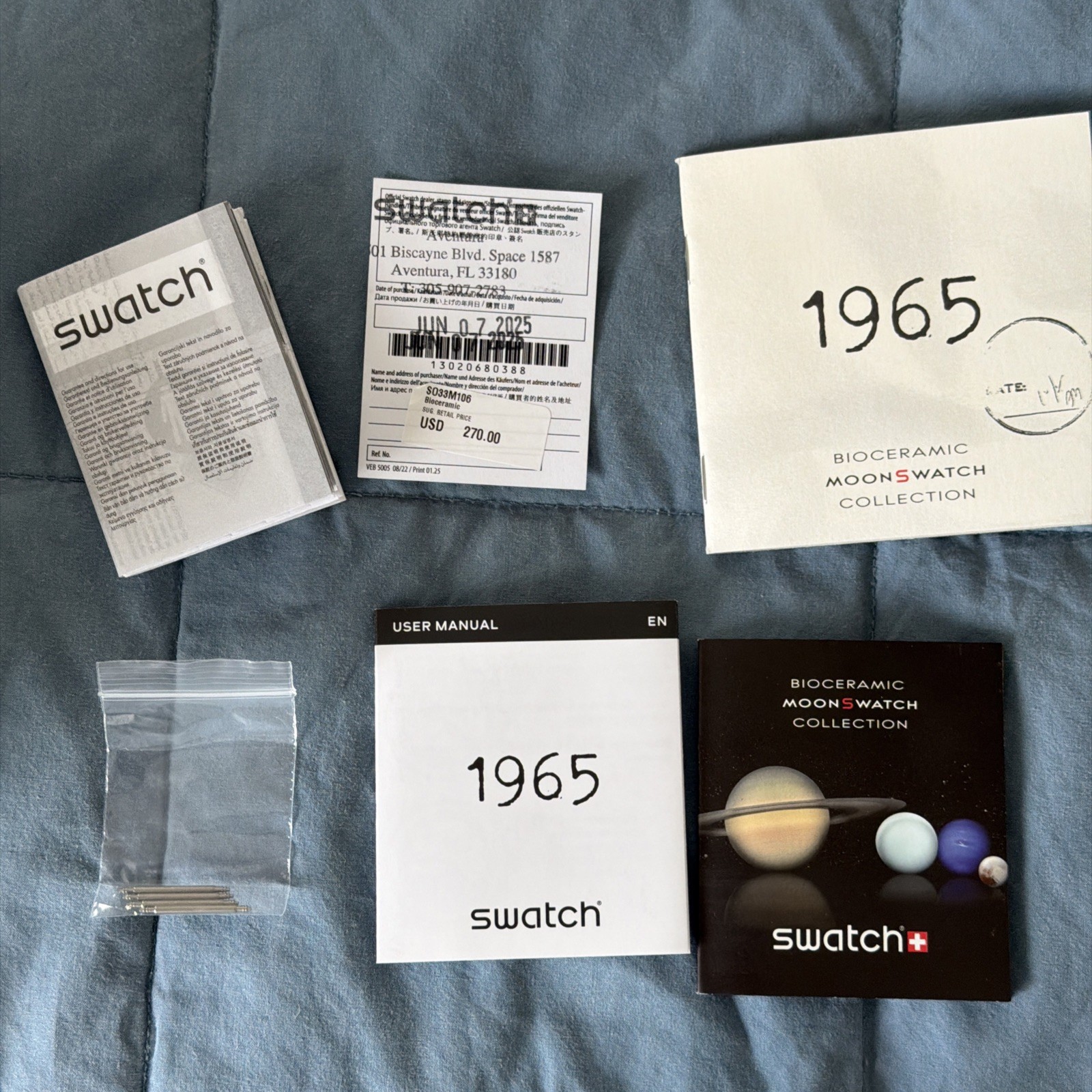 Omega x Swatch MoonSwatch 1965 S033M106 Full Set + 2 Wristbuddys Straps