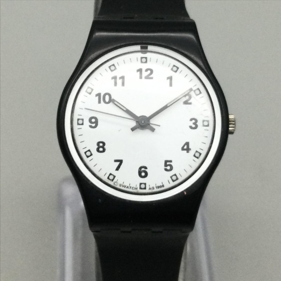 Vtg Swatch Something New Womens Watch 25mm White Dial Black Rubber New Battery