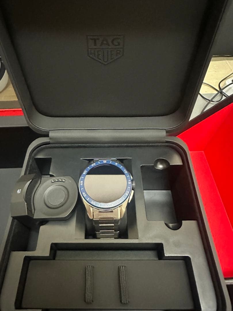 TAG HEUER Watch Connected Calibre E4 Black Digital Wristwatch w/Box, Charger