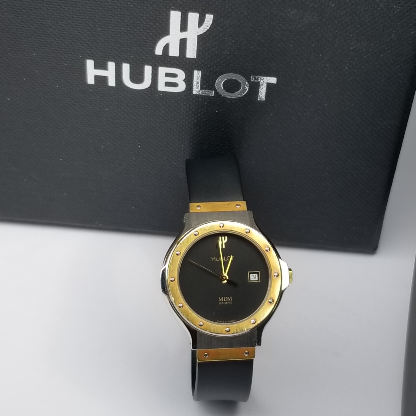 Hublot Classic MDM 18k Yellow Gold & Steel Black Dial Quartz Unisex Watch