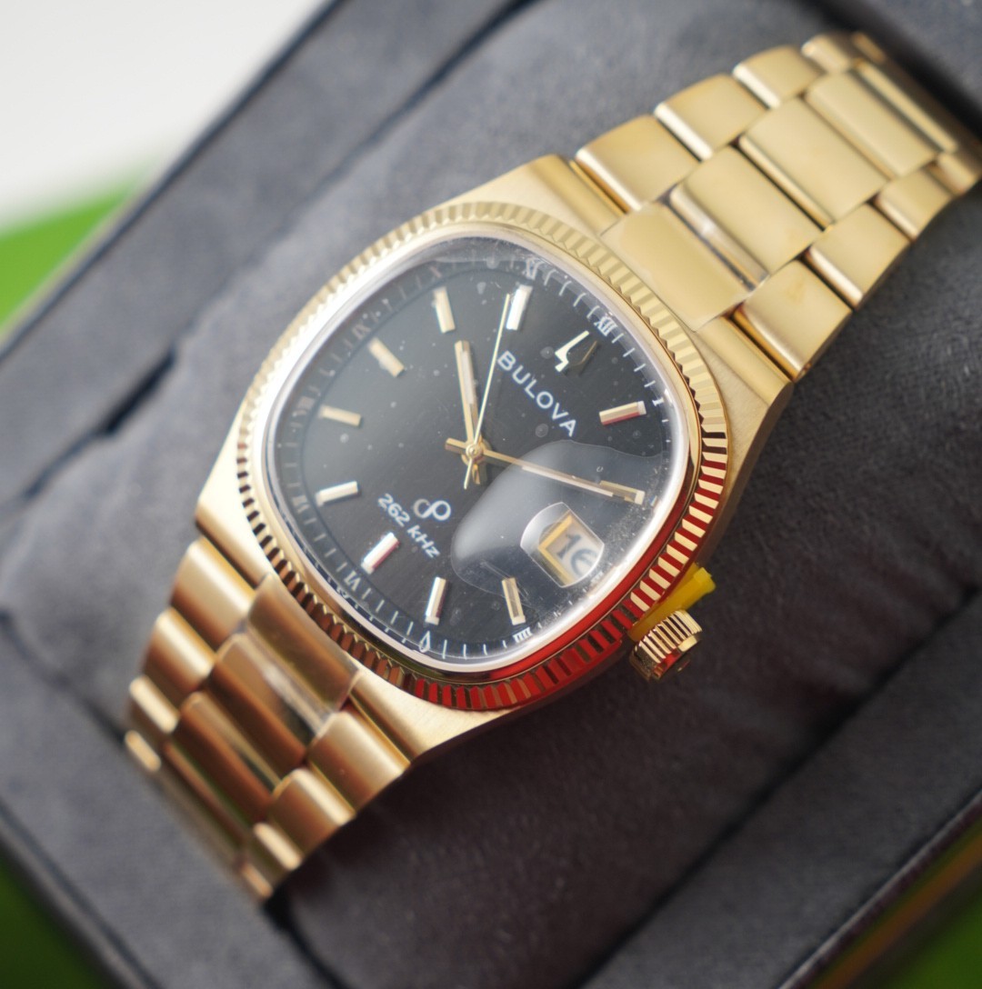 BULOVA Super Seville Watch Gold Stainless Steel, Black Night Illuminating Dial